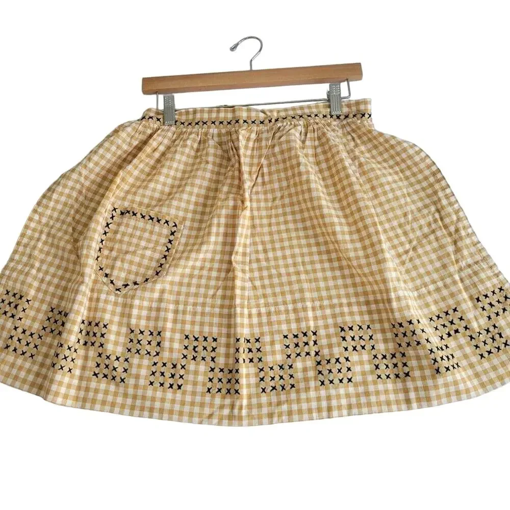 Handmade Black Stitched Yellow Gingham Apron One Size